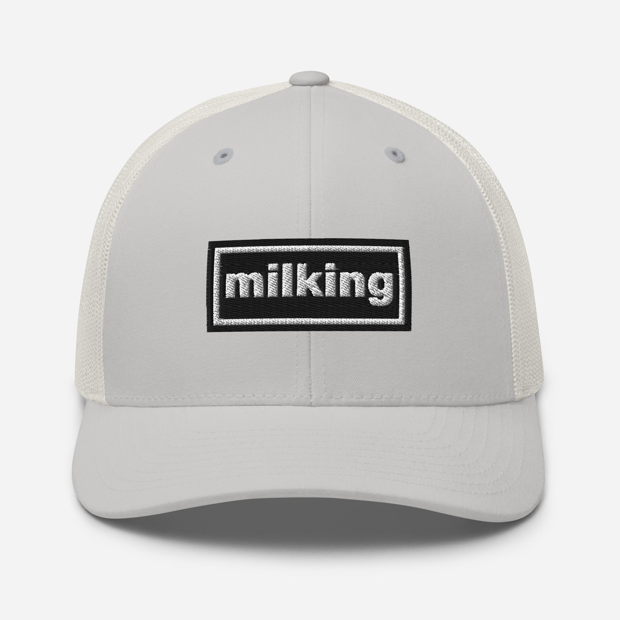 The Tractor Mugs Store Silver Oasis Style Retro Milking | Trucker Cap Quality Farmers Merch