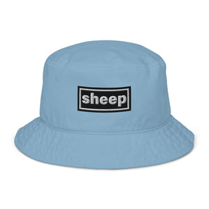 The Tractor Mugs Store Slate Blue Oasis Style Sheep | Organic bucket hat Quality Farmers Merch
