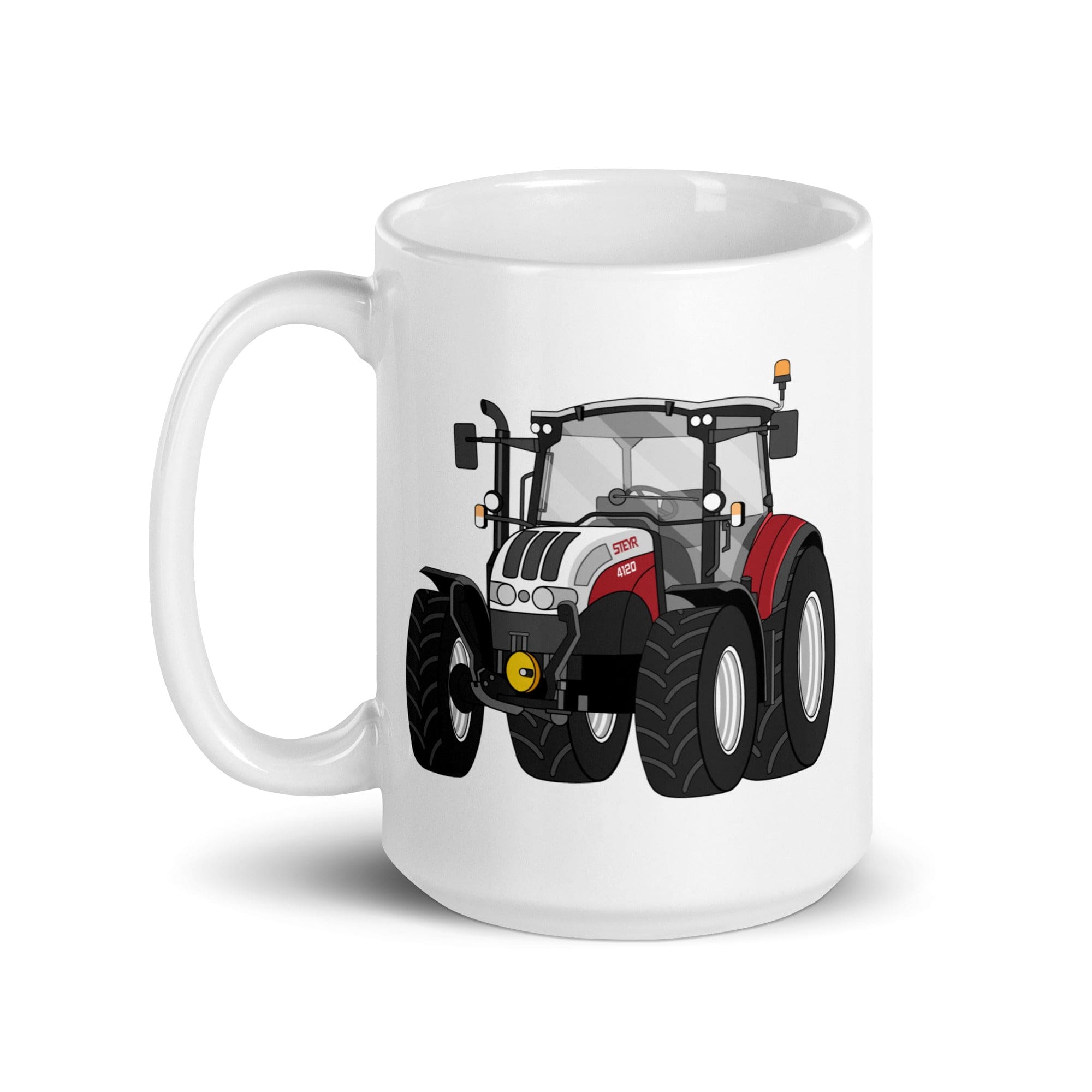The Tractor Mugs Store Steyr 4120 Plus | White glossy mug Quality Farmers Merch