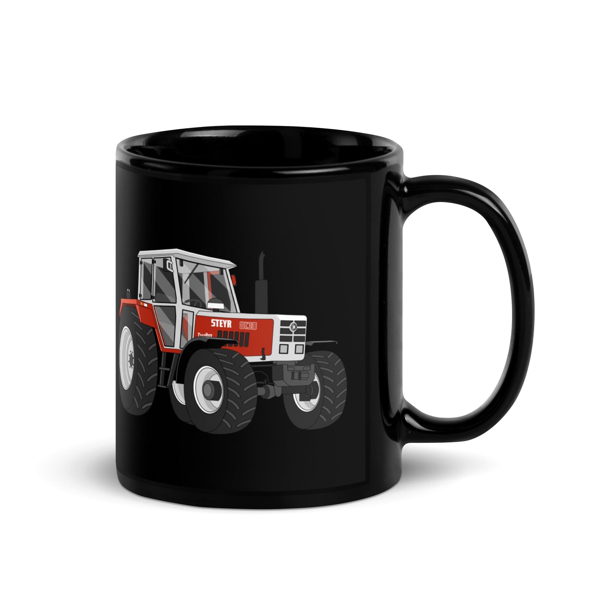 The Tractor Mugs Store Steyr 8130 | Black Glossy Mug Quality Farmers Merch