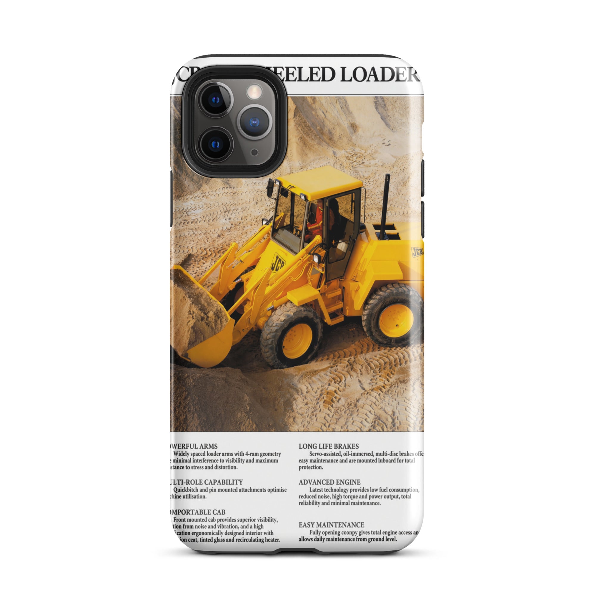 The Tractor Mugs Store Tough Case for iPhone® iPhone 11 Pro Max JCB 415 Loader Advert | Tough Case for iPhone® Quality Farmers Merch