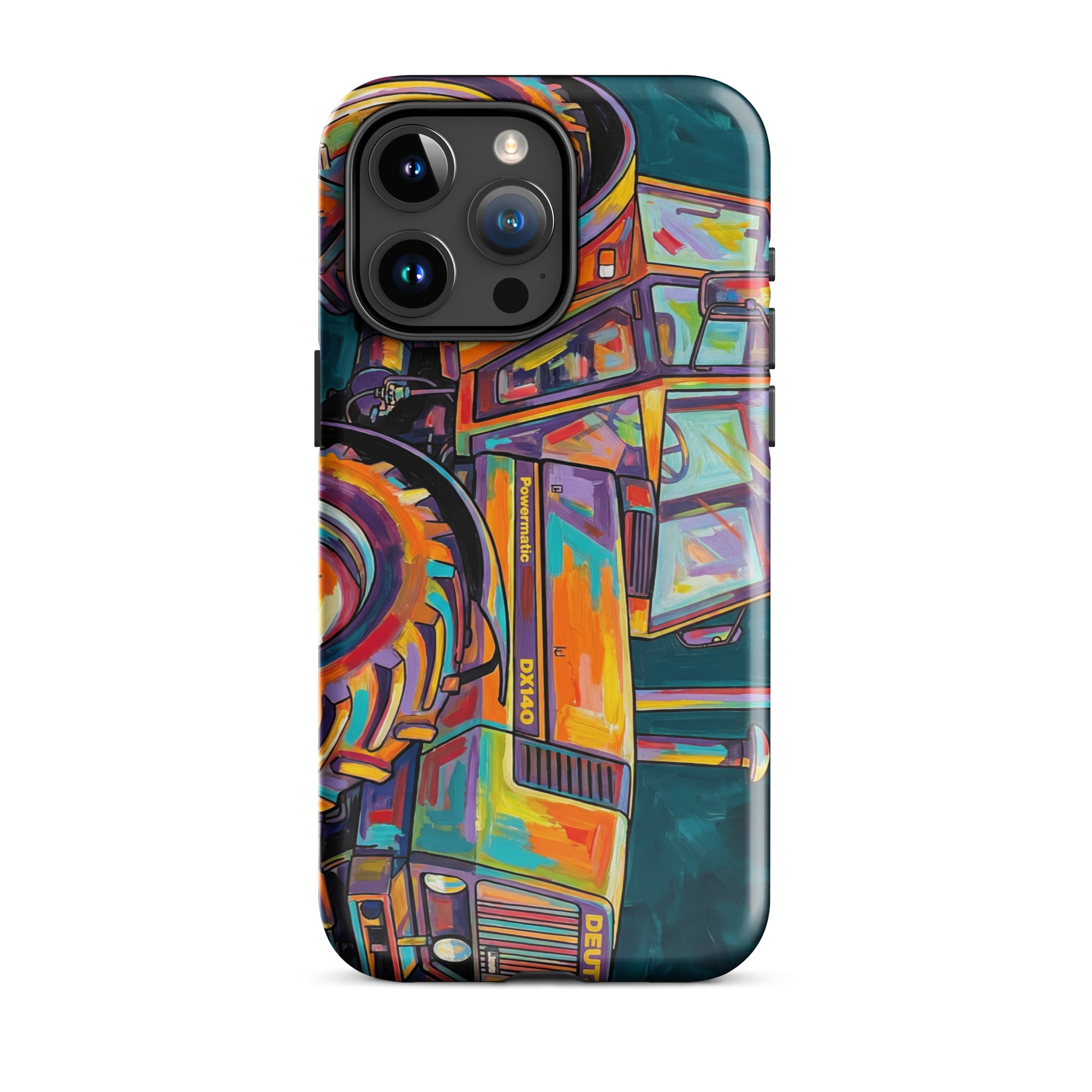 The Tractor Mugs Store Tough Case for iPhone® iPhone 15 Pro Max Deutz Fahr DX 140 | Splash Art Tough Case for iPhone® Quality Farmers Merch