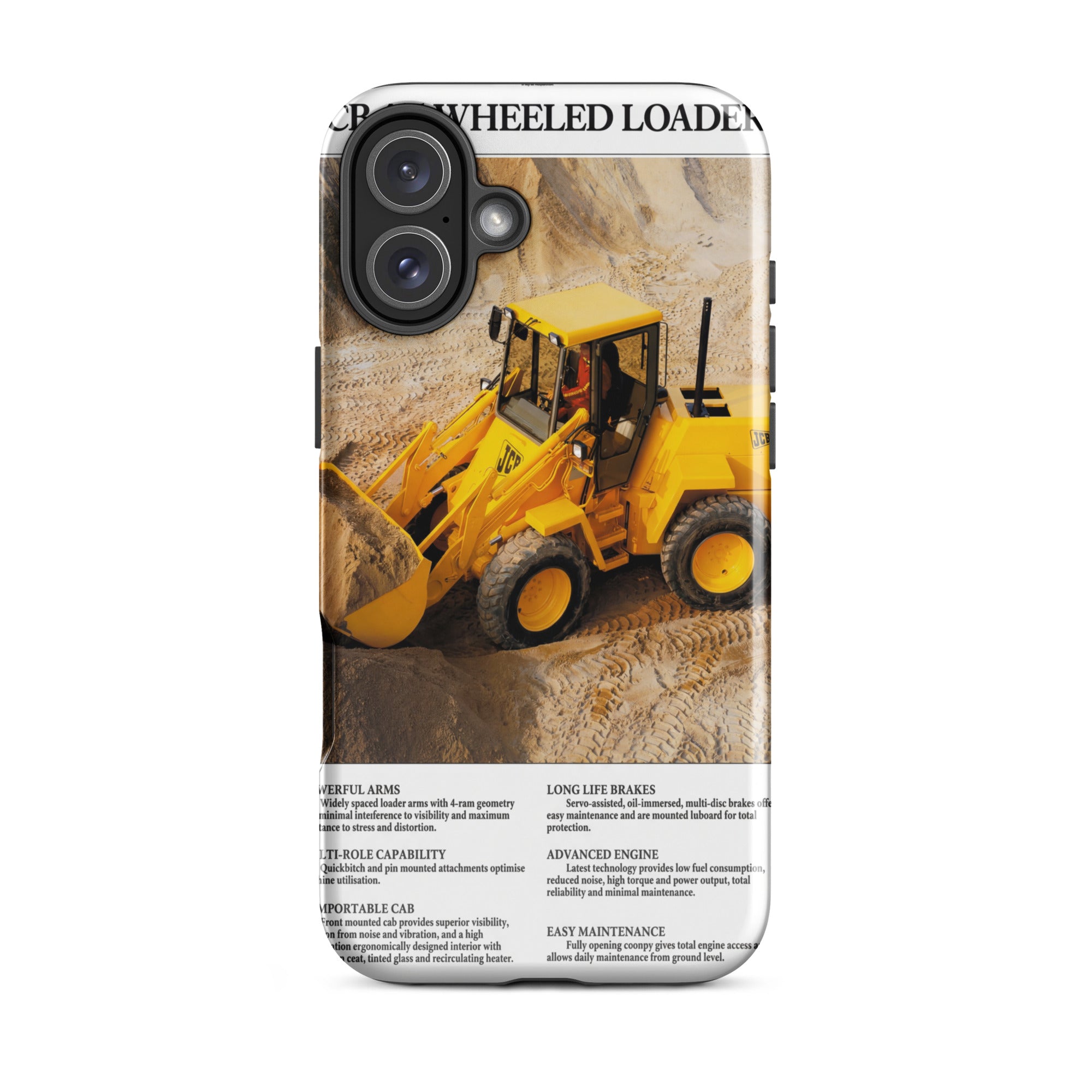 The Tractor Mugs Store Tough Case for iPhone® iPhone 16 Plus JCB 415 Loader Advert | Tough Case for iPhone® Quality Farmers Merch