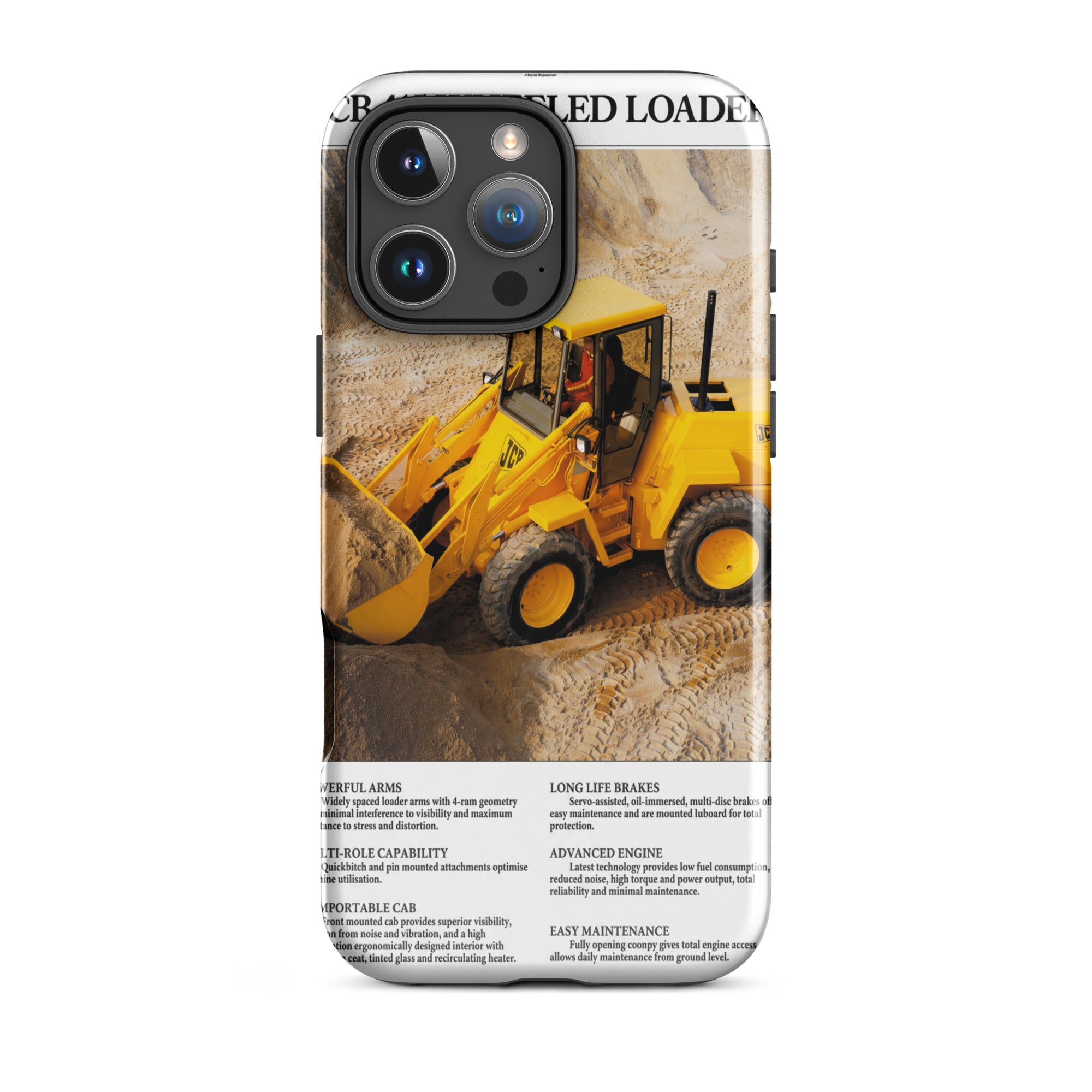 The Tractor Mugs Store Tough Case for iPhone® iPhone 16 Pro Max JCB 415 Loader Advert | Tough Case for iPhone® Quality Farmers Merch