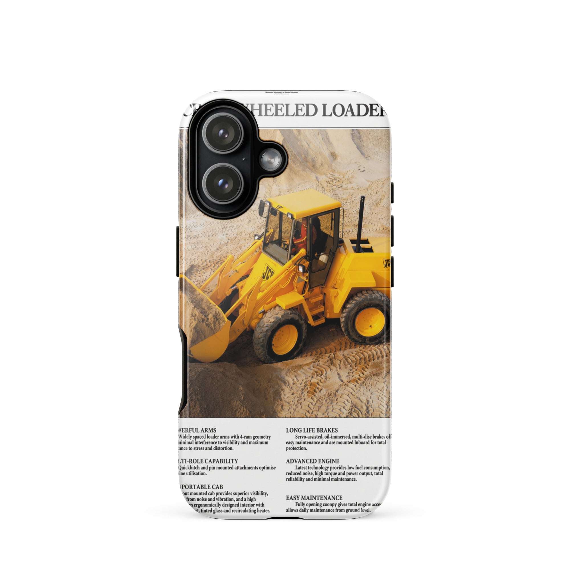 The Tractor Mugs Store Tough Case for iPhone® iPhone 17 JCB 415 Loader Advert | Tough Case for iPhone® Quality Farmers Merch