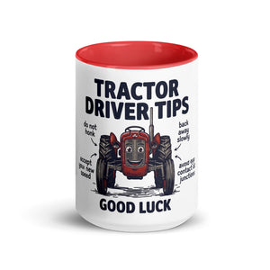 The Tractor Mugs Store Tractor Driving Tips | Mug with Color Inside Quality Farmers Merch