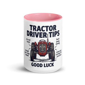 The Tractor Mugs Store Tractor Driving Tips | Mug with Color Inside Quality Farmers Merch