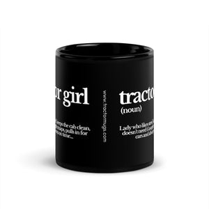 The Tractor Mugs Store TRACTOR GIRL | Black Glossy Mug Quality Farmers Merch