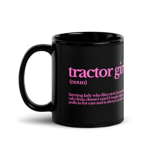 The Tractor Mugs Store TRACTOR GIRL | Black Glossy Mug Quality Farmers Merch