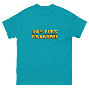 The Tractor Mugs Store Tropical Blue / S 100% PURE FARMIN!! | Unisex classic tee Quality Farmers Merch