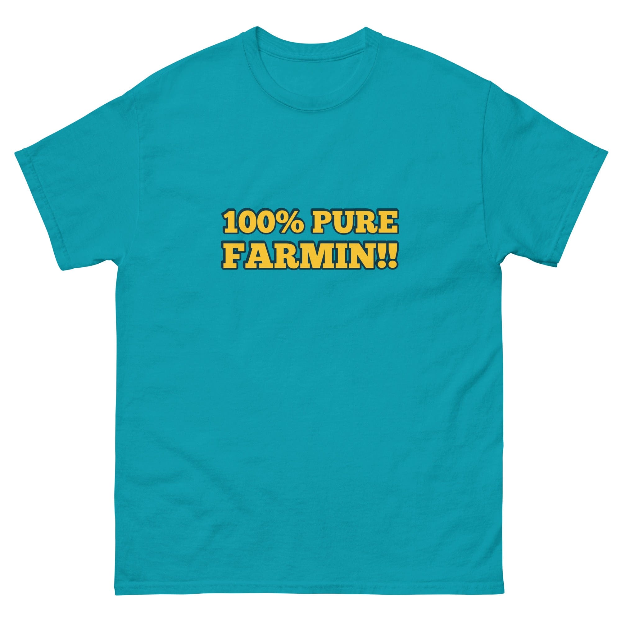 The Tractor Mugs Store Tropical Blue / S 100% PURE FARMIN!! | Unisex classic tee Quality Farmers Merch