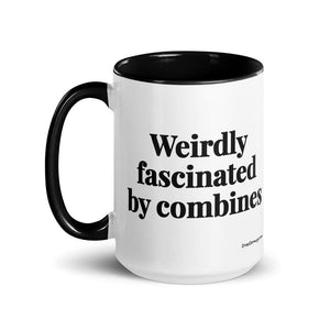 The Tractor Mugs Store Weirdly Fascinated by Combines | 15 oz Mug with Color Inside Quality Farmers Merch