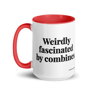 The Tractor Mugs Store Weirdly Fascinated by Combines | 15 oz Mug with Color Inside Quality Farmers Merch