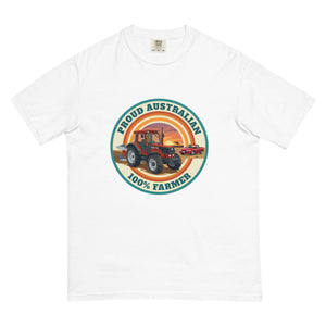 The Tractor Mugs Store White FIATAGRI F140 PROUD AUSTRALIAN 100% FARMER Retro | Unisex Premium T-shirt Quality Farmers Merch