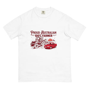 The Tractor Mugs Store White FIATAGRI F140 PROUD AUSTRALIAN 100% FARMER Two Tone | Unisex Premium T-shirt Quality Farmers Merch