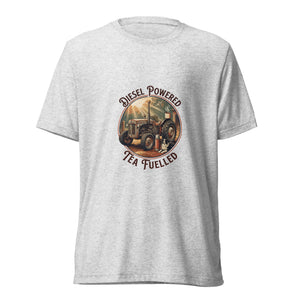 The Tractor Mugs Store White Fleck Triblend / XS Diesel Powered. Tea Fuelled | Short Sleeve T-Shirt Quality Farmers Merch