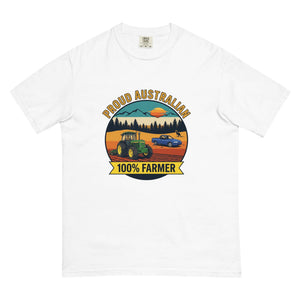The Tractor Mugs Store White John Deere 3350 PROUD AUSTRALIAN 100% FARMER Outdoor | Unisex Premium T-shirt Quality Farmers Merch