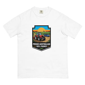 The Tractor Mugs Store White Massey Ferguson 6480 PROUD AUSTRALIAN 100% FARMER Bright | Unisex Premium T-shirt Quality Farmers Merch