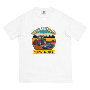 The Tractor Mugs Store White Massey Ferguson 6480 PROUD AUSTRALIAN 100% FARMER Outdoor | Unisex Premium T-shirt Quality Farmers Merch