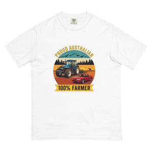 The Tractor Mugs Store White New Holland TM 155 PROUD AUSTRALIAN 100% FARMER Outdoor | Unisex Premium T-shirt Quality Farmers Merch