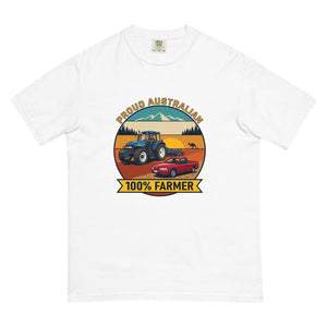The Tractor Mugs Store White New Holland TM 155 PROUD AUSTRALIAN 100% FARMER Outdoor | Unisex Premium T-shirt Quality Farmers Merch