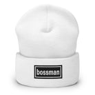 The Tractor Mugs Store White OASIS Style 'Bossman' | Cuffed Beanie Quality Farmers Merch