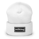 The Tractor Mugs Store White OASIS Style 'Milking' | Cuffed Beanie Quality Farmers Merch