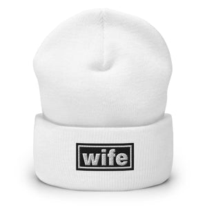 The Tractor Mugs Store White OASIS Style 'Wife' | Cuffed Beanie Quality Farmers Merch