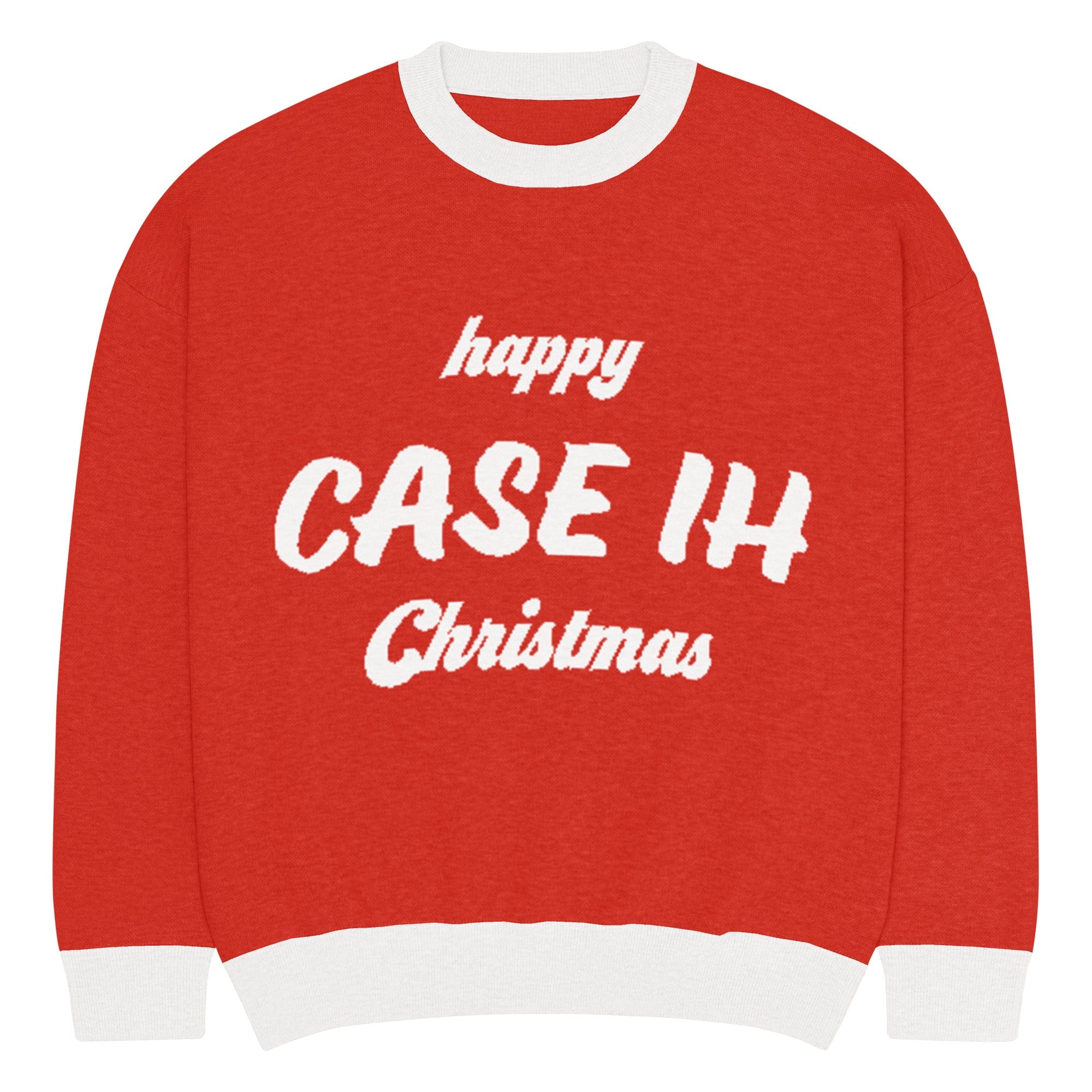 The Tractor Mugs Store XS Happy CASE IH Christmas Jumper | Relaxed fit knitted crew neck sweater Quality Farmers Merch