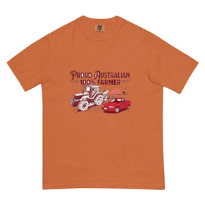 The Tractor Mugs Store Yam FIATAGRI F140 PROUD AUSTRALIAN 100% FARMER Two Tone | Unisex Premium T-shirt Quality Farmers Merch