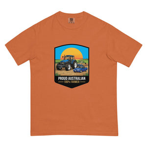 The Tractor Mugs Store Yam New Holland TM 135 PROUD AUSTRALIAN 100% FARMER Bright | Unisex Premium T-shirt Quality Farmers Merch