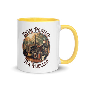 The Tractor Mugs Store Yellow / 11 oz Diesel Powered. Tea Fuelled | Mug with Color Inside Quality Farmers Merch