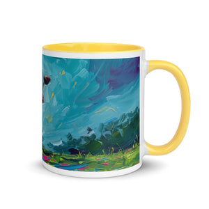 The Tractor Mugs Store Yellow / 11 oz Hereford Cow Splash Art | Mug with Color Inside Quality Farmers Merch