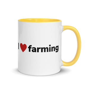 The Tractor Mugs Store Yellow / 11 oz I Love Farming | Mug with Color Inside Quality Farmers Merch
