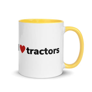 The Tractor Mugs Store Yellow / 11 oz I Love Tractors | Mug with Color Inside Quality Farmers Merch