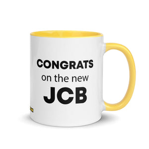 The Tractor Mugs Store Yellow Congrats On The New JCB Mug with Color Inside Quality Farmers Merch