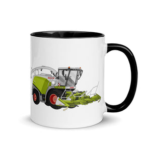 The Tractors Mugs Store Black Class Jaguar 860 Forage Harvester Mug with Color Inside Quality Farmers Merch