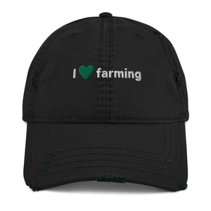 The Tractors Mugs Store Black I Love Farming Distressed Dad Hat Quality Farmers Merch