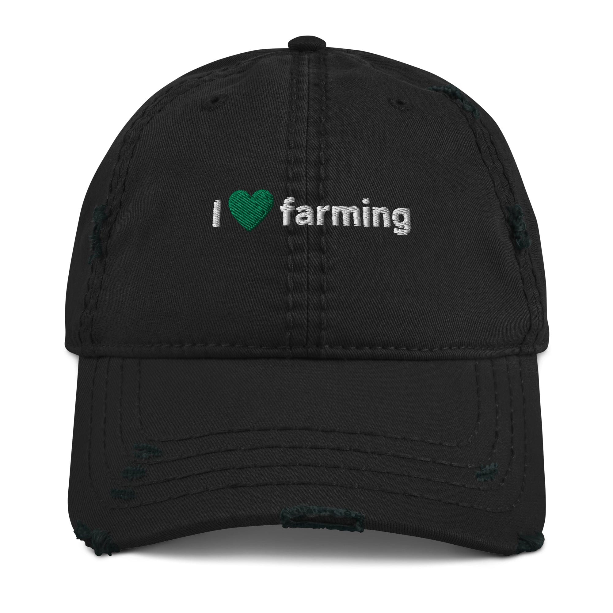 The Tractors Mugs Store Black I Love Farming Distressed Dad Hat Quality Farmers Merch