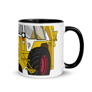 The Tractors Mugs Store Black JCB 3CX White Cabin 2WD 2.0 Mug with Color Inside Quality Farmers Merch