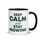 The Tractors Mugs Store Black KEEP CALM and STAY MOWING Mug with Color Inside Quality Farmers Merch