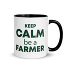 The Tractors Mugs Store Black KEEP CALM be a FARMER Mug with Color Inside Quality Farmers Merch