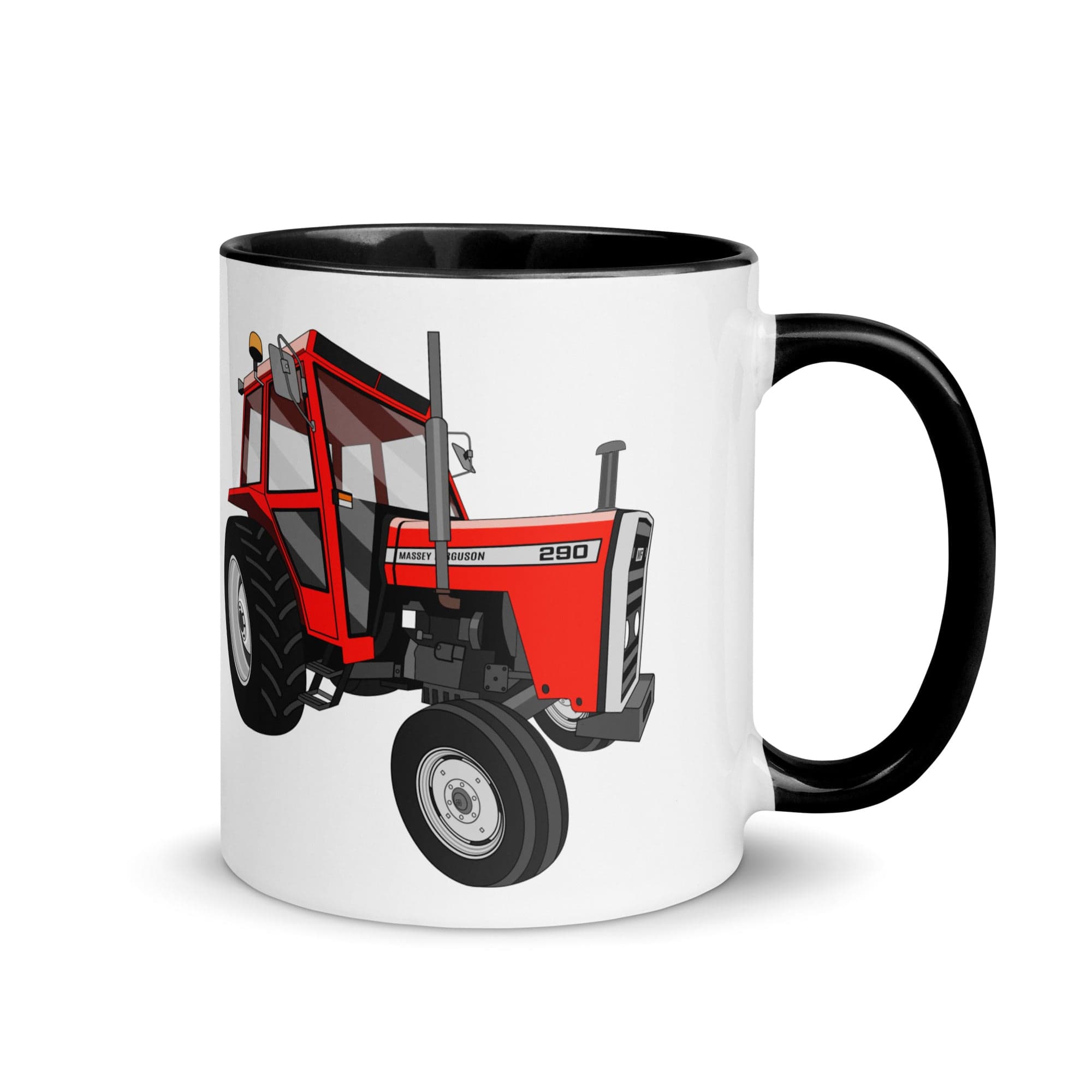 The Tractors Mugs Store Black Massey Ferguson 290 Mug with Color Inside Quality Farmers Merch