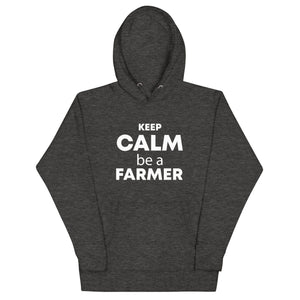 The Tractors Mugs Store Charcoal Heather / S KEEP CALM be a FARMER Unisex Hoodie Quality Farmers Merch