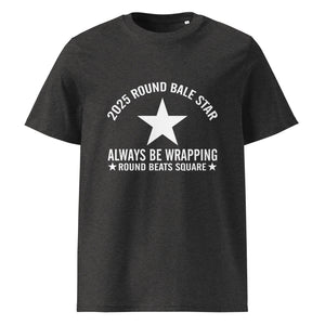 The Tractors Mugs Store Dark Heather Grey / S Round Bale Star Unisex organic cotton t-shirt Quality Farmers Merch