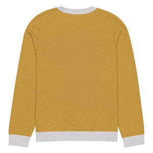 The Tractors Mugs Store Happy Farmer (Yellow) Knitted crew neck sweater Quality Farmers Merch