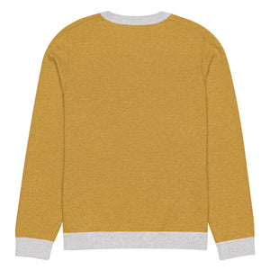 The Tractors Mugs Store Happy Farmer (Yellow) Knitted crew neck sweater Quality Farmers Merch