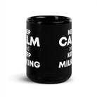 The Tractors Mugs Store KEEP CALM and KEEP MILKING Black Glossy Mug Quality Farmers Merch