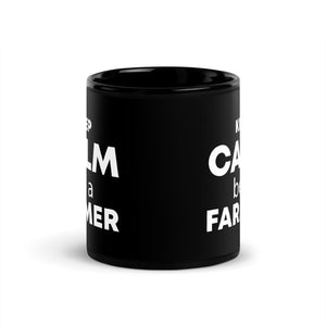The Tractors Mugs Store KEEP CALM be a FARMER Black Glossy Mug Quality Farmers Merch