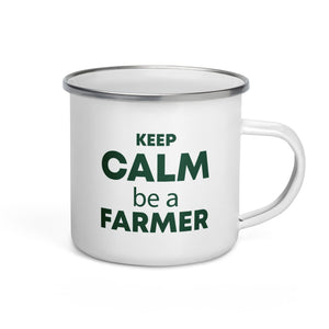 The Tractors Mugs Store KEEP CALM be a FARMER  Enamel Mug Quality Farmers Merch